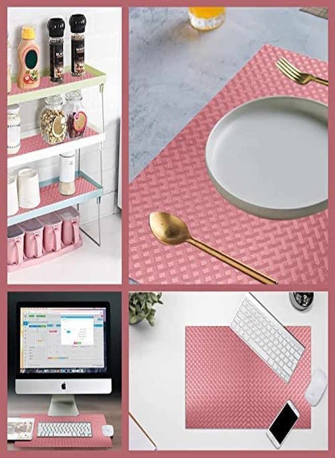 KayJen Food Grade EVA Anti Slip Washable MatSheet for Fridge, Kitchen, Drawer, Shelf Liner, Table (Peach Crossed Stripe, 45 cm X 5meter) - Image 4